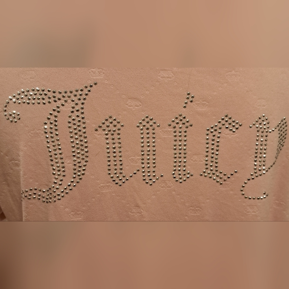 EUC Y2K Juicy Couture Pink Velour Bling Cozy Pajama Nightgown Sleep Top SZ S - Picture 3 of 8